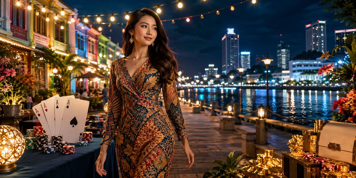 Suasana permainan kad poker dalam talian di Pulau Pinang dengan sentuhan batik Malaysia